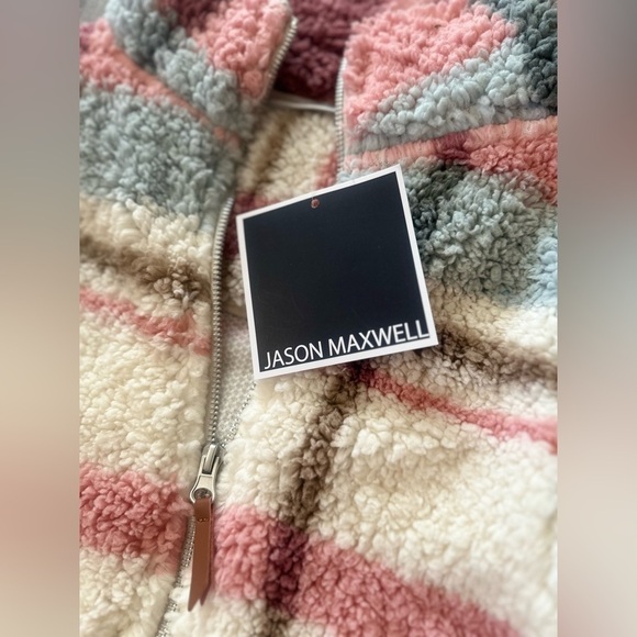 NWT Jason Maxwell Plaid Multicolor Fuzzy Zip Up Jacket Size Small - Picture 3 of 10